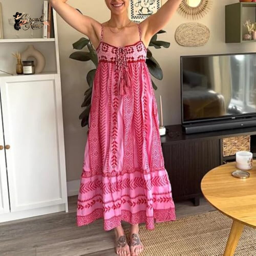 Polyester Maxi Dress Crochet Patchwork Sleeveless… - image 3